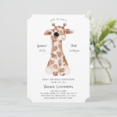 Minimalistische Giraffe Baby-Dusche Einladung (Stehend Vorderseite)