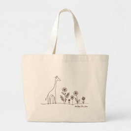 Minimalistische Giraffe Blume Kunst Zeichnend Jumbo Stoffbeutel