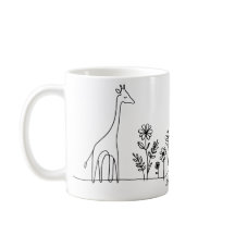 Minimalistische Giraffe Blume Kunst Zeichnend