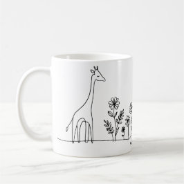 Minimalistische Giraffe Blume Kunst Zeichnend Kaffeetasse
