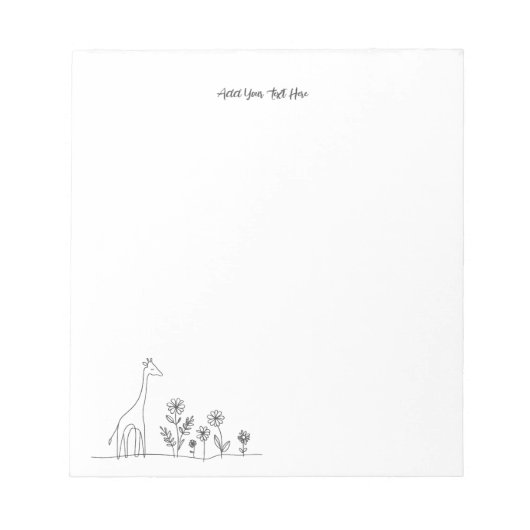 Minimalistische Giraffe Blume Kunst Zeichnend Notizblock (Vorderseite)