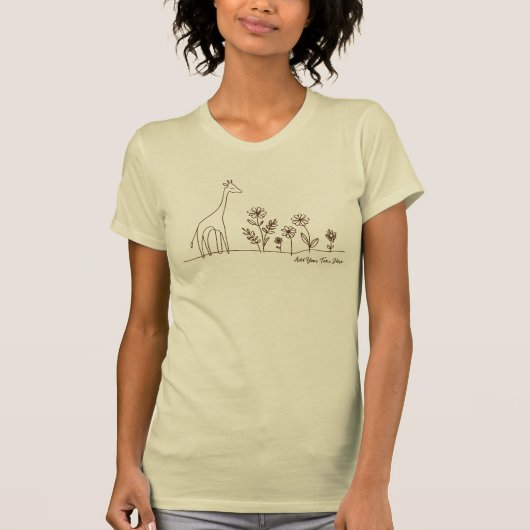 Minimalistische Giraffe Blume Kunst Zeichnend T-Shirt (Vorderseite)