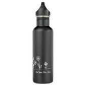 Minimalistische Giraffe Blume Weiße Linie Kunst Ze Edelstahlflasche (Rechts)