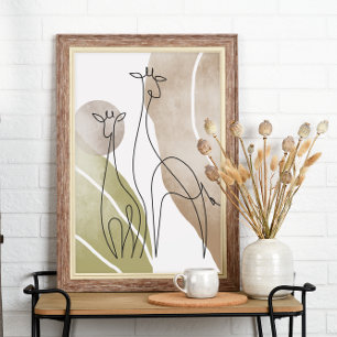 Minimalistische Giraffe Kontinuierliche Kunst Zeic Poster