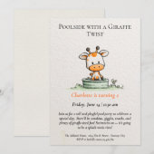 Minimalistische Giraffe Pool-Party Einladung (Vorne/Hinten)