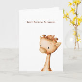 Minimalistische Giraffe Zeichnend Personalisierten Karte (Gelbe Blume)