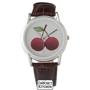 Minimalistische Girly Crochet Red Cherry Sommer fr Armbanduhr