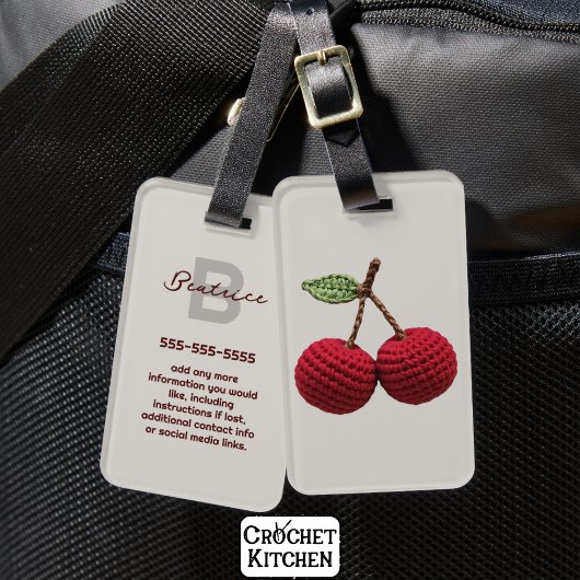 Minimalistische Girly Crochet Red Cherry Sommer fr Gepäckanhänger