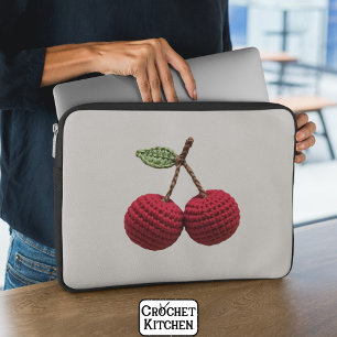 Minimalistische Girly Crochet Red Cherry Sommer fr Laptopschutzhülle