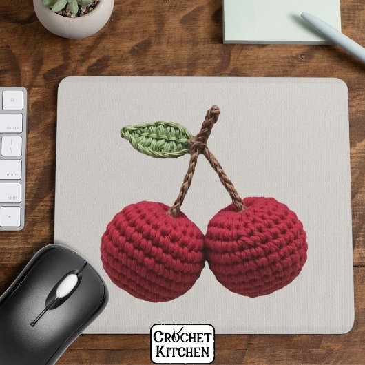 Minimalistische Girly Crochet Red Cherry Sommer fr Mousepad