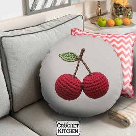 Minimalistische Girly Crochet Red Cherry Sommer fr Rundes Kissen