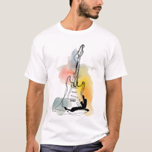Minimalistische Gitarrenlinie Art T - Shirt - Aqua