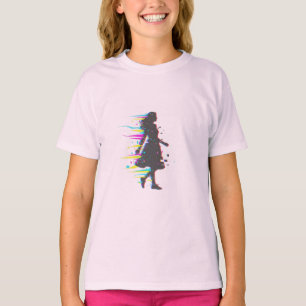 Minimalistische Glitch-Art-Mutter-Silhouette Neon- T-Shirt