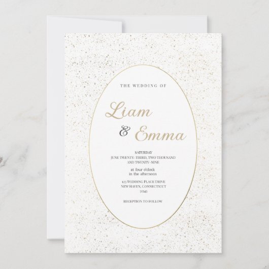 Minimalistische Glitzer Konfetti Hochzeit Einladung (Vorderseite)