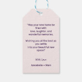 Minimalistische Glückwunsch auf Ihrer neuen Zuhaus Geschenkanhänger (Rückseite)