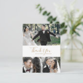 Minimalistische Gold 3 FotoCollage Dankeschön Kart Dankeskarte (Stehend Vorderseite)