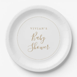 Minimalistische Gold-Baby-Party Pappteller