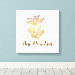 Minimalistische Gold-Blumen-Leinwand-Wandkunst Leinwanddruck