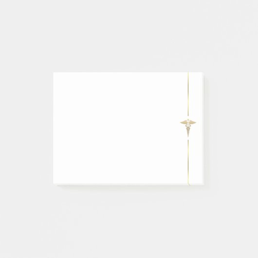 Minimalistische Gold Caduceus Symbolnotes Post-it Klebezettel (Vorderseite)