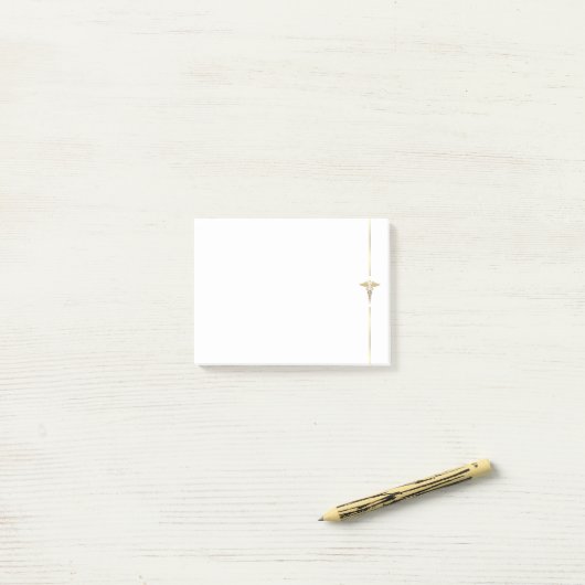 Minimalistische Gold Caduceus Symbolnotes Post-it Klebezettel (Auf Schreibtisch)