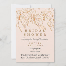Minimalistische Gold Floral Bridal Dusche Einladun Einladung