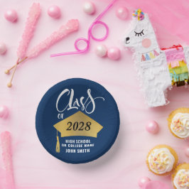 Minimalistische Gold Grad Cap Stilvolle Graduierun Pappteller