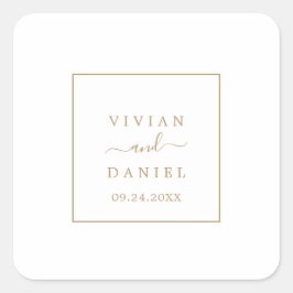 Minimalistische Gold-Hochzeiten-Umschlag Aufkleber
