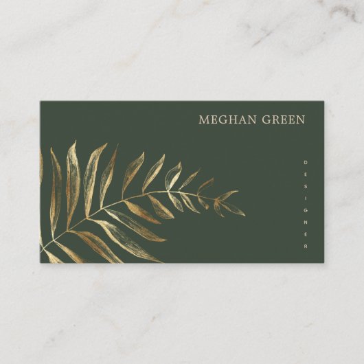 Minimalistische Gold Imitate Foil Foliage Business Visitenkarte (Vorderseite)
