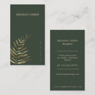 Minimalistische Gold Imitate Foil Foliage Business Visitenkarte