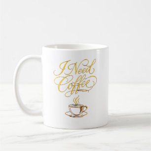 Minimalistische Gold-Kaffeetasse – „Ich brauche Ka Kaffeetasse