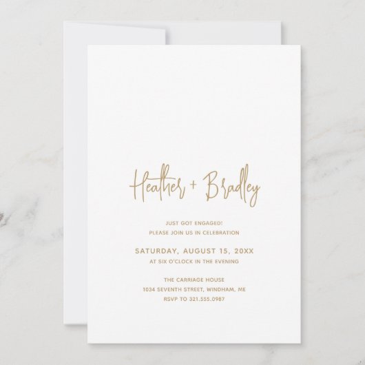 Minimalistische Gold-Modern-Engagement-Partei Einladung (Vorderseite)