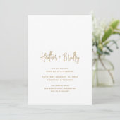 Minimalistische Gold-Modern-Engagement-Partei Einladung (Stehend Vorderseite)
