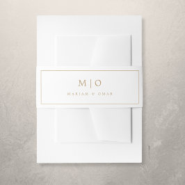 Minimalistische Gold Monogram Hochzeitseinladung Einladungsbanderole