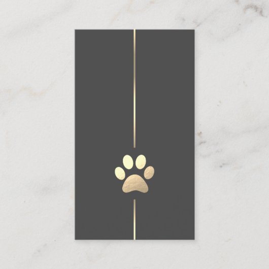 Minimalistische Gold Paw Print Business Card Visitenkarte (Vorderseite)