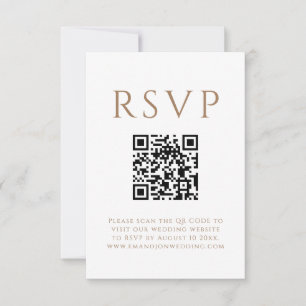 Minimalistische Gold-Schwarz-Text-QR-Code-Hochzeit RSVP Karte