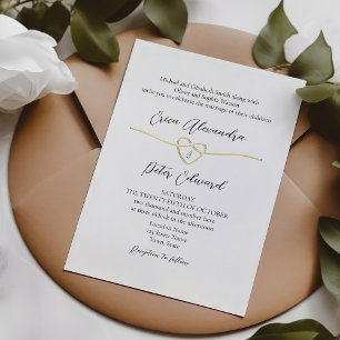 Minimalistische Gold-Schwarz-Weiße Hochzeitseinlad Einladung