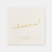 Minimalistische Gold Script Custom Cheers Wedding Serviette (Vorderseite)