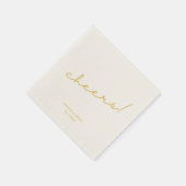 Minimalistische Gold Script Custom Cheers Wedding Serviette (Ecke)