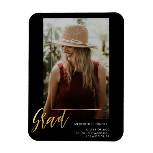 Minimalistische Gold Script Foto Grad Bekanntgabe Magnet (Vertikal)