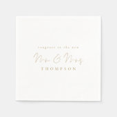 Minimalistische Gold Script Glückwunsch Mr. Weddin Serviette (Vorderseite)