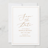 Minimalistische Gold Script-Hochzeit speichern Sie Einladung (Vorderseite)