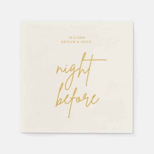 Minimalistische Gold Script Nacht vor der Probe Serviette (Vorderseite)