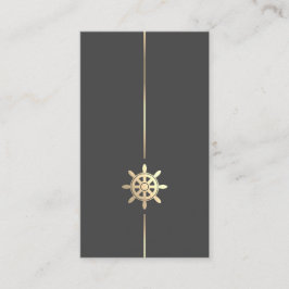 Minimalistische Gold Ships Wheel Logo-Visitenkarte Visitenkarte