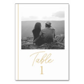 Minimalistische Gold-Tischnummer mit Foto Tischnummer (Vorderseite)