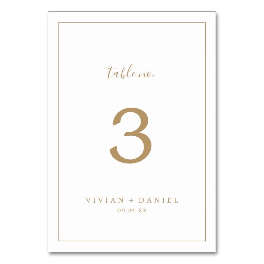 Minimalistische Gold-Tischnummer Tischnummer (Rückseite)