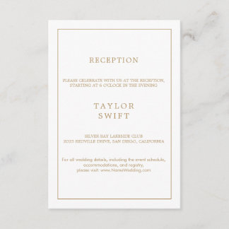 Minimalistische Gold-Typografie-Empfangskarte Begleitkarte