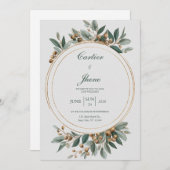 Minimalistische Gold- und grüne Botanische Circle  Einladung (Vorne/Hinten)