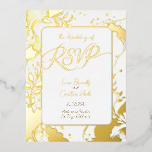 Minimalistische Gold-Wasserfarbe-Folie-RSVP