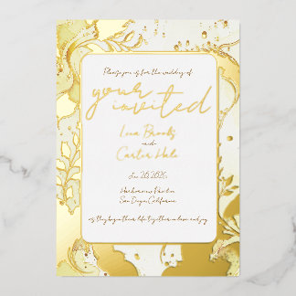 Minimalistische Gold-Wasserfarben-Folie-Einladung Folieneinladung