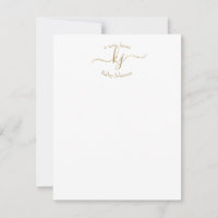Minimalistische Gold White 2 Monogram Erstkarte
